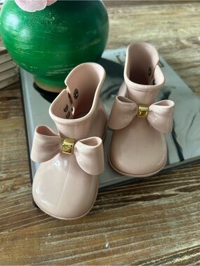 Mini Melissa Blush Pink Bow Rain Boots